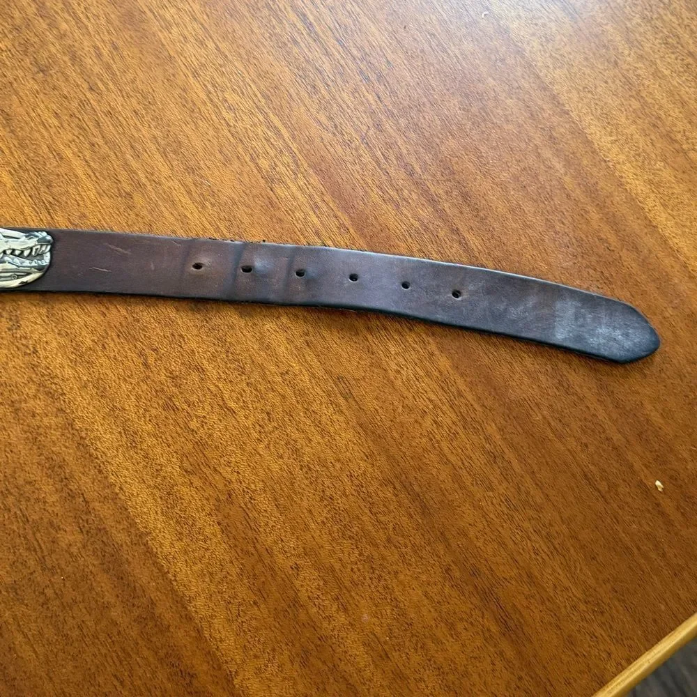 Cognac Brown Leather Florida Gators Belt with Silver Buckle Size 44